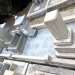 神戸市の鵯越墓園にてお墓のメンテナンス工事、２区画を一つにおまとめ・墓石クリーニングほか。